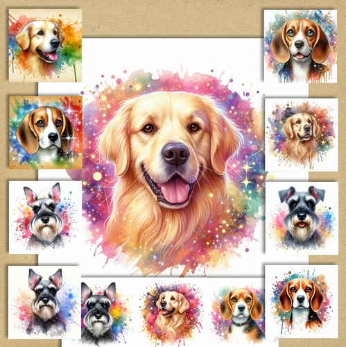 Paint Spash Dog Portraits 8