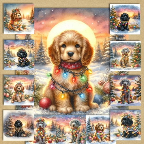 Twinkle Lights Christmas Pups 1