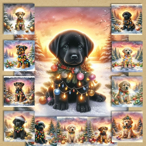 Twinkle Lights Christmas Pups 3