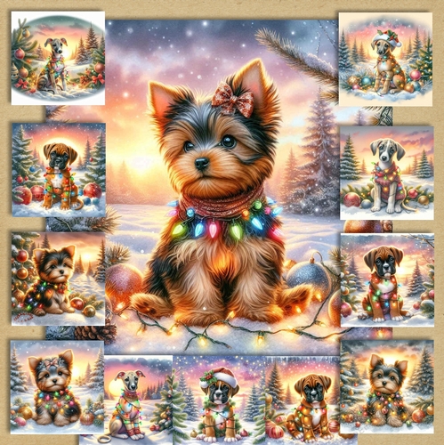 Twinkle Lights Christmas Pups 7