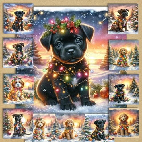 Twinkle Lights Christmas Pups 10