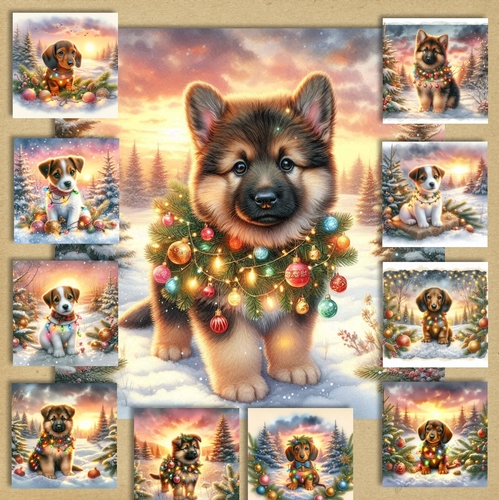 Twinkle Lights Christmas Pups 12
