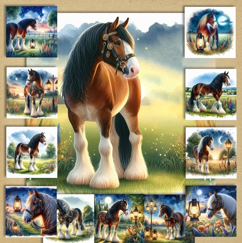  Clydesdale Lantern Horses