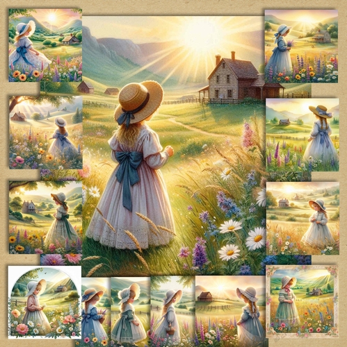 Vintage Meadow Girl 