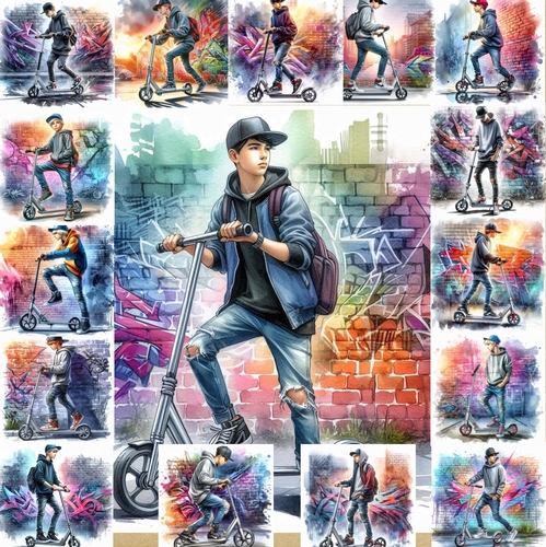 Urban Street Style Male  Scooter Teens
