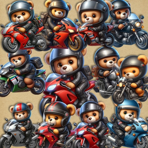 Biker Bears Clip Art