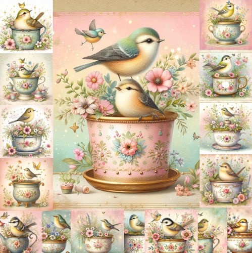 Garden Pot Birds 
