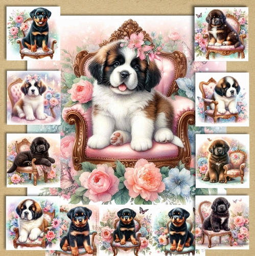 Whimsical Floral Chair Pups 1