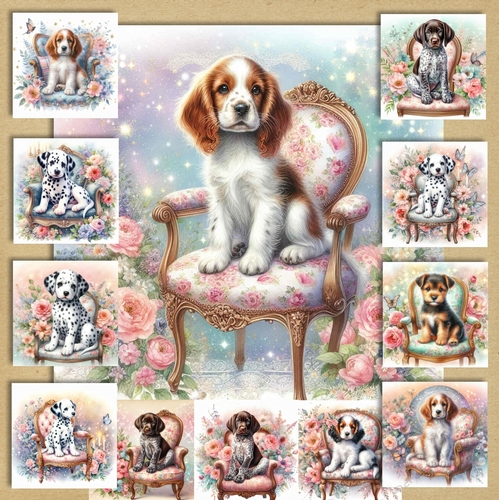 Whimsical Floral Chair Pups 3