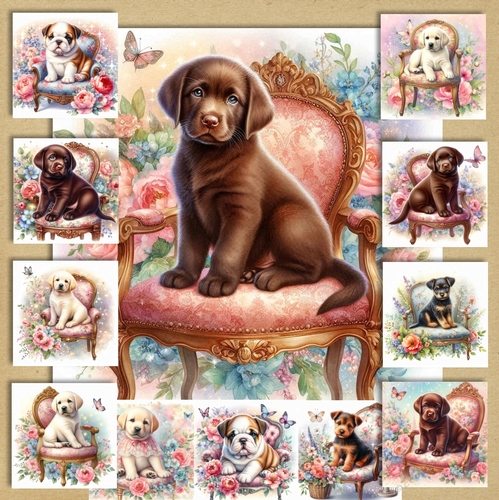 Whimsical Floral Chair Pups 4