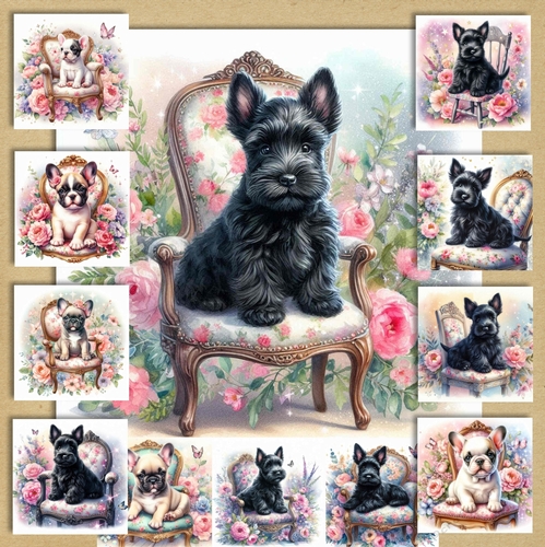 Whimsical Floral Chair Pups 6