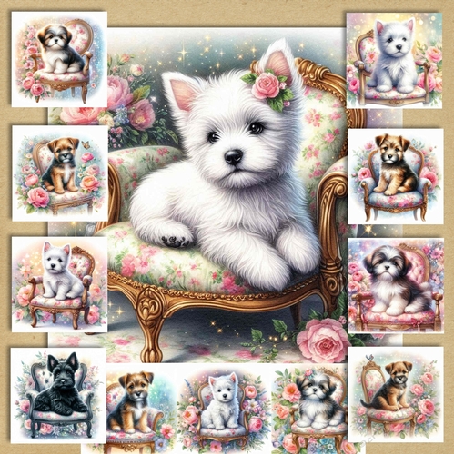 Whimsical Floral Chair Pups 7