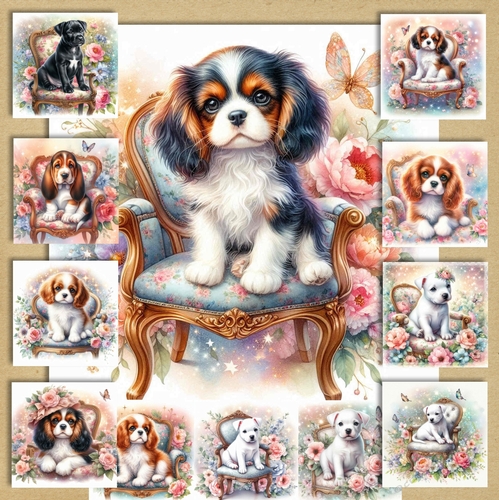 Whimsical Floral Chair Pups 10
