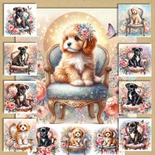 Whimsical Floral Chair Pups 11