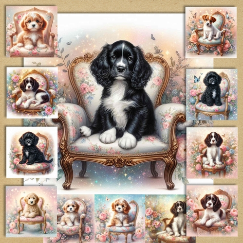 Whimsical Floral Chair Pups 12