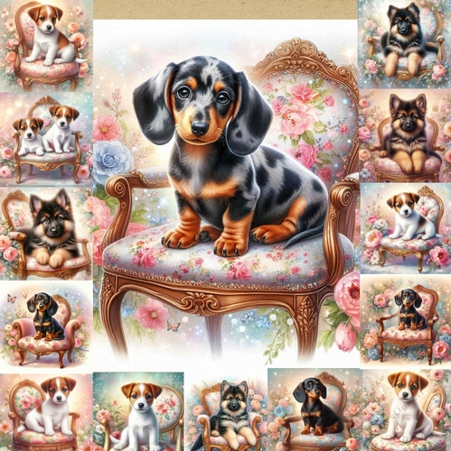 Whimsical Floral Chair Pups 13