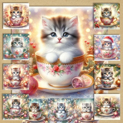  Christmas Tea Cup Kittens