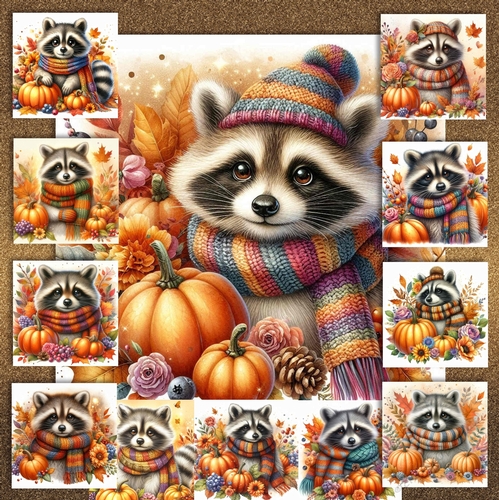 Pumpkin Fall Racoon 