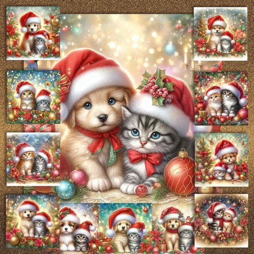 Christmas Pups 7 Kittens