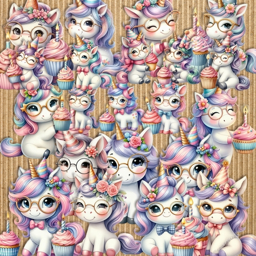 Birthday Cupcake Unicorn Clipart