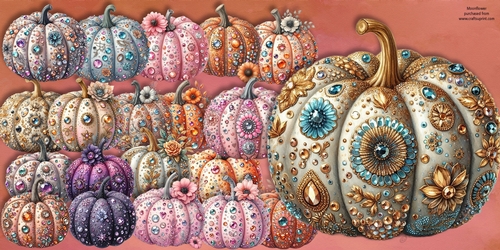 Bejewelled Pumpkins Clipart 