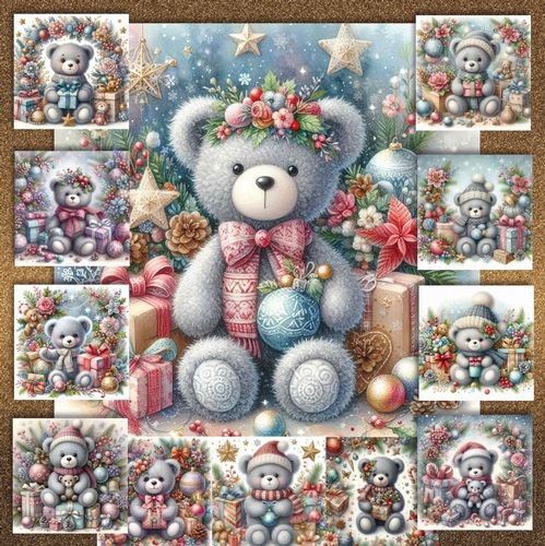 Christmas Floral Teddy Bears