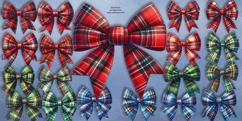 Tartan Bow  Clip Art