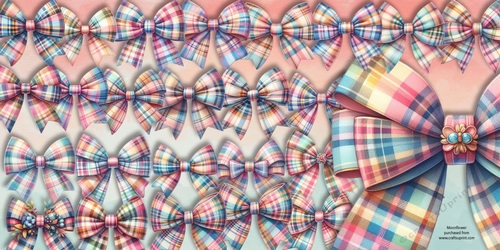 Pastel Tartan Bow Clip Art