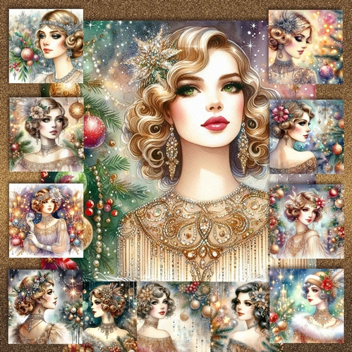 Vintage Christmas Lady 1