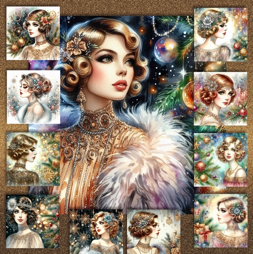 Vintage Christmas Lady 2