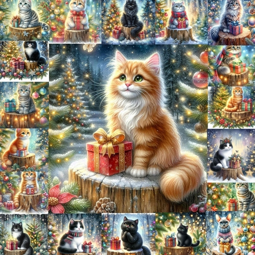 Christmas Tree Stump cats 1