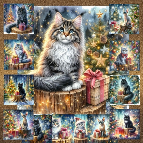 Christmas Tree Stump cats 2