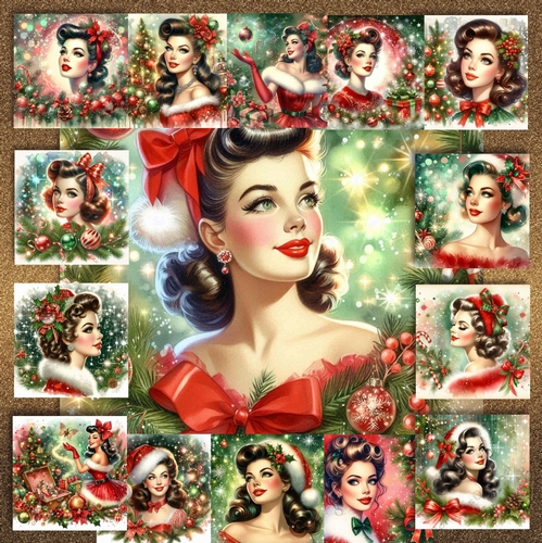 Vintage Christmas Lady 1