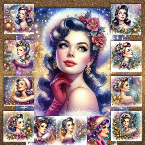 Vintage Christmas Lady 2