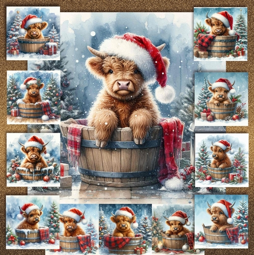 Festive Highland Cow Tub 