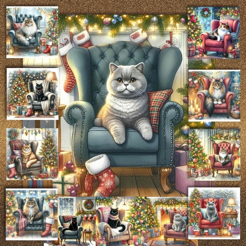 Christmas Chair Cats 1