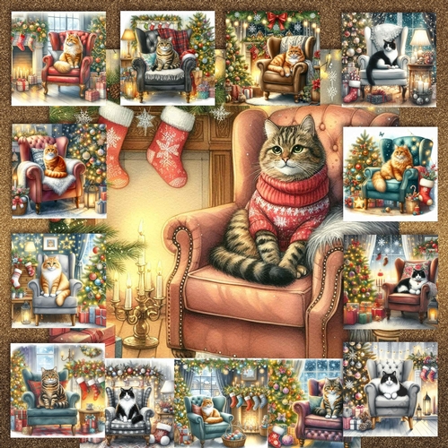 Christmas Chair Cats 2
