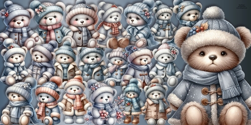 Winter Teddy Bears   Clipart