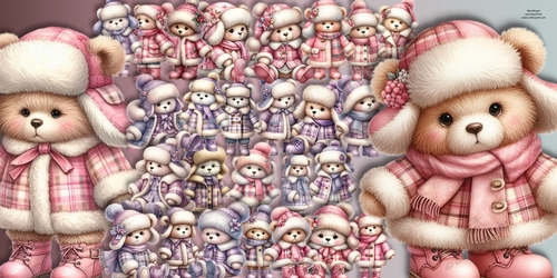 Winter Teddy Bears 2  Clipart