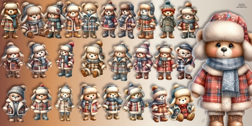 Winter Teddy Bears 3  Clipart