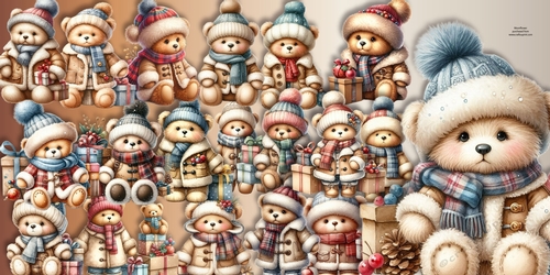 Festive  Teddy Bears  Clipart