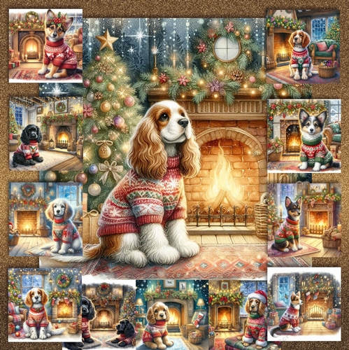 Christmas Fireside Jumper Pups  2