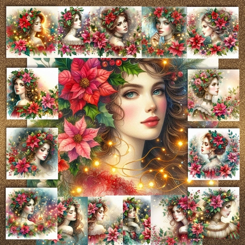 Festive  Poinsettia Lady