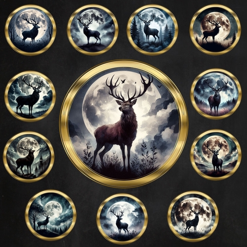 Framed Moon Stags