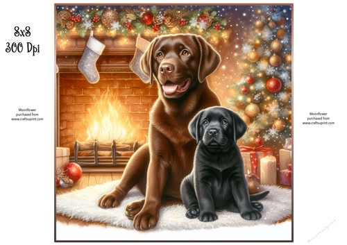 Christmas Fireside Pups 2