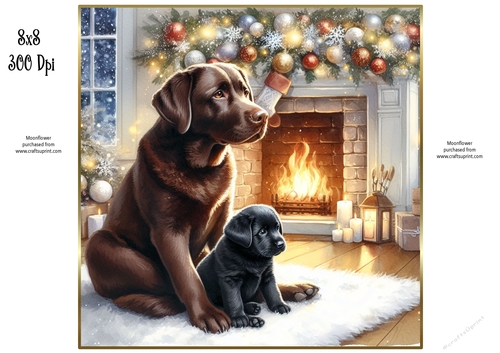 Christmas Fireside Pups 3