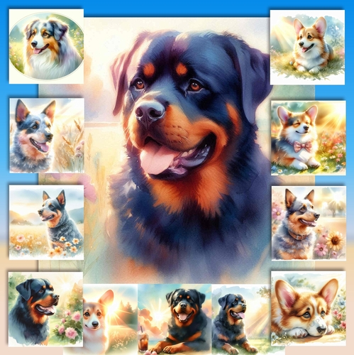 Watercolor Pastel Dogs 1