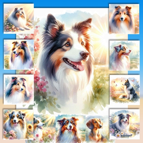 Watercolor Pastel Dogs 2