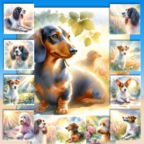 Watercolor Pastel Dogs 3