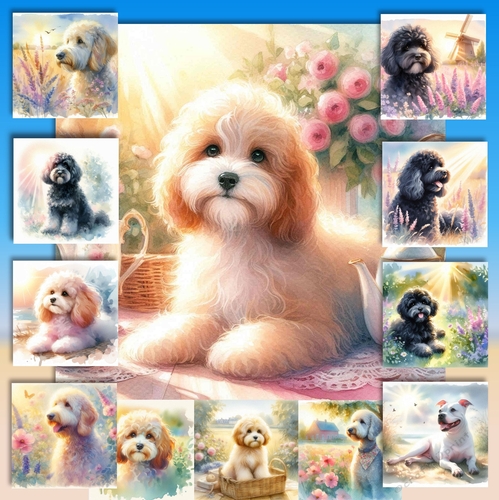 Watercolor Pastel Dogs 4